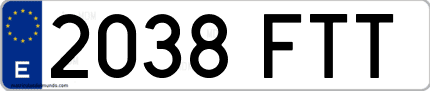 Ejemplo de matrícula de coche ordinaria 2038 FTT