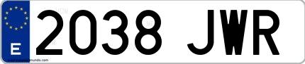Ejemplo de matrícula española 2038 JWR