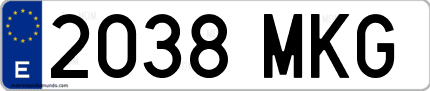Ejemplo de matrícula de coche ordinaria 2038 MKG