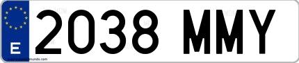 Ejemplo de matrícula española 2038 MMY