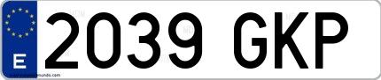 Ejemplo de matrícula española 2039 GKP