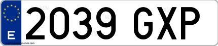 Ejemplo de matrícula española 2039 GXP
