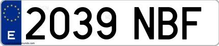 Ejemplo de matrícula española 2039 NBF
