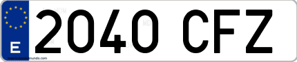 Ejemplo de matrícula de coche ordinaria 2040 CFZ