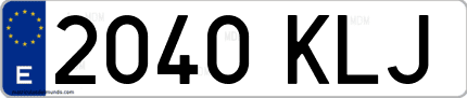 Ejemplo de matrícula de coche ordinaria 2040 KLJ