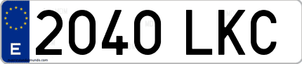 Ejemplo de matrícula de coche ordinaria 2040 LKC