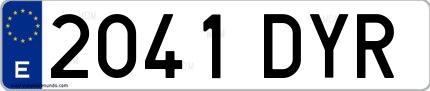 Ejemplo de matrícula española 2041 DYR