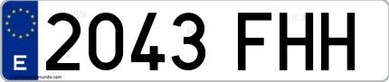 Ejemplo de matrícula española 2043 FHH