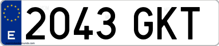 Ejemplo de matrícula de coche ordinaria 2043 GKT