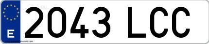 Ejemplo de matrícula española 2043 LCC