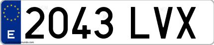 Ejemplo de matrícula de coche ordinaria 2043 LVX