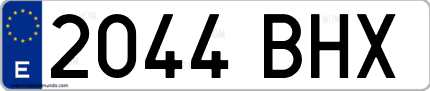 Ejemplo de matrícula de coche ordinaria 2044 BHX