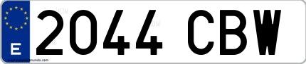 Ejemplo de matrícula española 2044 CBW