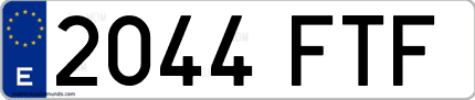 Ejemplo de matrícula de coche ordinaria 2044 FTF