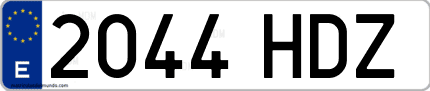 Ejemplo de matrícula de coche ordinaria 2044 HDZ