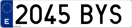 Ejemplo de matrícula de coche ordinaria 2045 BYS