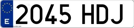 Ejemplo de matrícula española 2045 HDJ