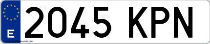 Ejemplo de matrícula española 2045 KPN