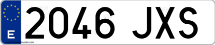 Ejemplo de matrícula de coche ordinaria 2046 JXS