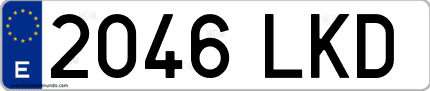 Ejemplo de matrícula de coche ordinaria 2046 LKD