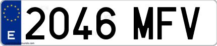Ejemplo de matrícula de coche ordinaria 2046 MFV
