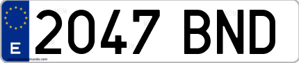 Ejemplo de matrícula de coche ordinaria 2047 BND