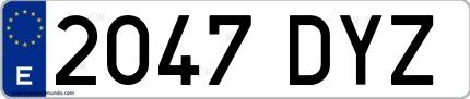 Ejemplo de matrícula española 2047 DYZ