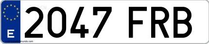 Ejemplo de matrícula española 2047 FRB