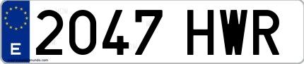 Ejemplo de matrícula española 2047 HWR