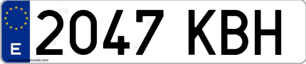Ejemplo de matrícula de coche ordinaria 2047 KBH