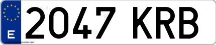 Ejemplo de matrícula española 2047 KRB
