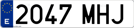 Ejemplo de matrícula de coche ordinaria 2047 MHJ