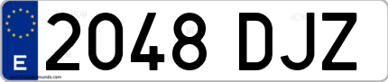Ejemplo de matrícula de coche ordinaria 2048 DJZ