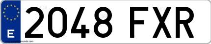 Ejemplo de matrícula de coche ordinaria 2048 FXR