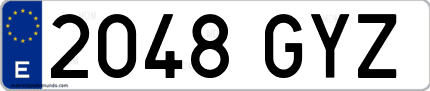 Ejemplo de matrícula de coche ordinaria 2048 GYZ