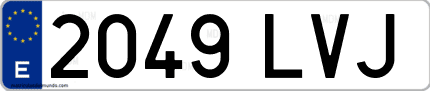 Ejemplo de matrícula de coche ordinaria 2049 LVJ