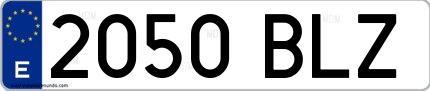 Ejemplo de matrícula española 2050 BLZ