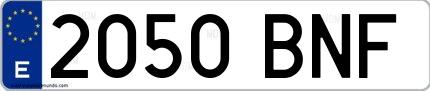 Ejemplo de matrícula española 2050 BNF