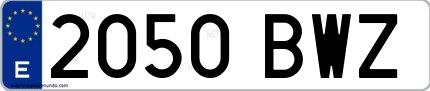 Ejemplo de matrícula española 2050 BWZ