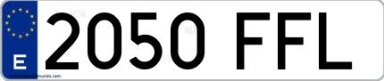 Ejemplo de matrícula española 2050 FFL