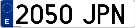 Ejemplo de matrícula de coche ordinaria 2050 JPN