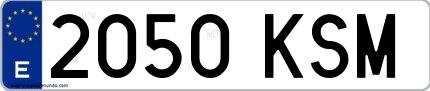 Ejemplo de matrícula española 2050 KSM