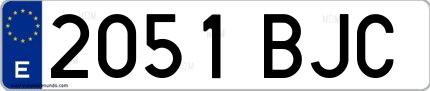 Ejemplo de matrícula de coche ordinaria 2051 BJC