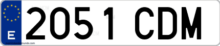 Ejemplo de matrícula de coche ordinaria 2051 CDM