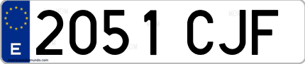 Ejemplo de matrícula de coche ordinaria 2051 CJF
