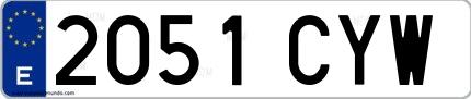 Ejemplo de matrícula española 2051 CYW