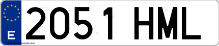 Ejemplo de matrícula de coche ordinaria 2051 HML