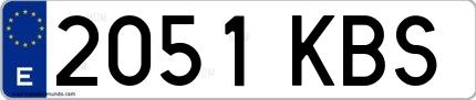 Ejemplo de matrícula española 2051 KBS