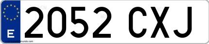 Ejemplo de matrícula española 2052 CXJ