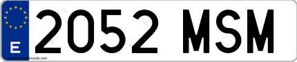 Ejemplo de matrícula de coche ordinaria 2052 MSM